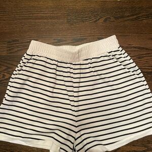 Source Unknown Black and White Striped Athletic Shorts